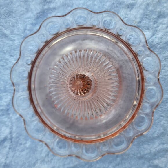 Vintage Old Colony Covered Butter Candy Dish Open Lace Pink Depression Glass - Picture 2 of 7